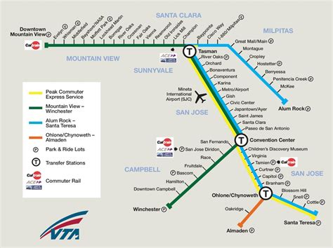 San Jose area rail map - Ontheworldmap.com