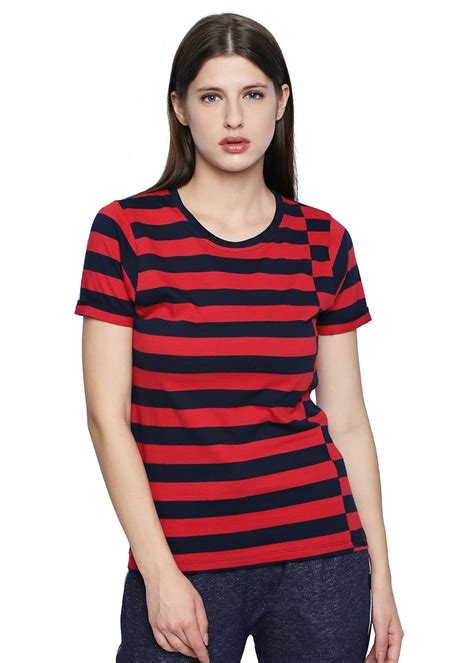 Get Red Cotton Fabric Stripe T-Shirt at ₹ 519 | LBB Shop