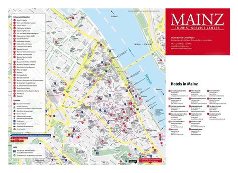 Large detailed tourist map of central part of Mainz city | Mainz ...