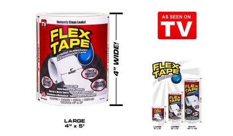 Flex Tape WHITE Color - Flexible Sealing Adhesive Tape 4" x 5' By Flex ...