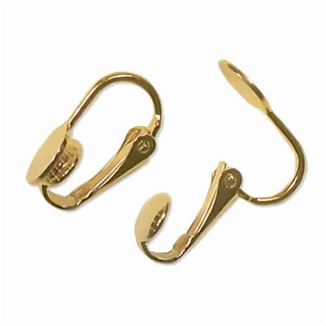 Clip On Earring Findings with Disc - Gold Plated