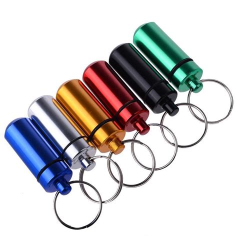 5Pcs/set Waterproof Pill Box Key Chain Aluminum Pill Box Case Bottle ...