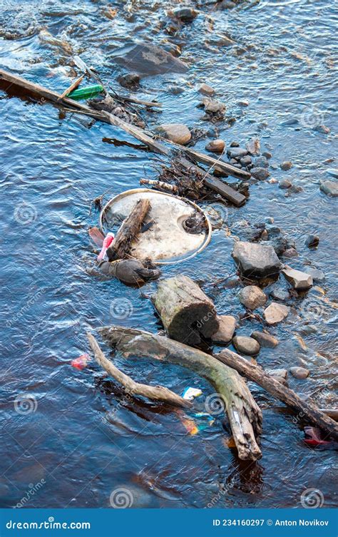 Environmental Pollution. a Small River Full of Garbage Stock Image - Image of dirty, light ...