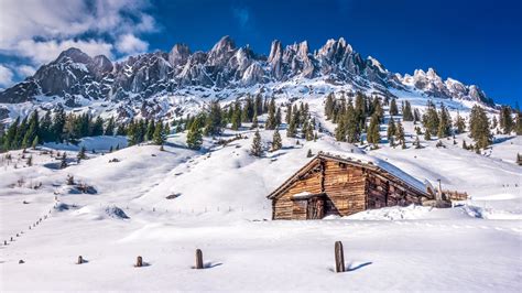 Download Snow Winter Mountain Man Made Cabin 4k Ultra HD Wallpaper