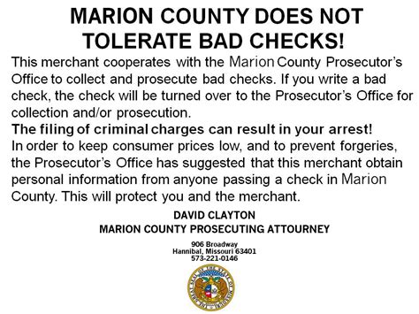 Bad Checks/Restitution – Marion County Missouri