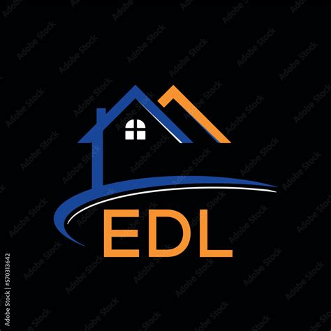 EDL house logo, letter logo. EDL blue image on black background and ...