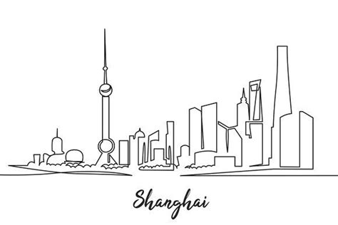 Shanghai architecture one line art | Line art, Single line drawing, City drawing