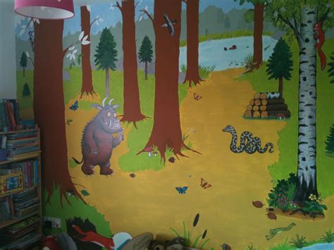 My little girls gruffalo bedroom mural. I hand painted background and ...