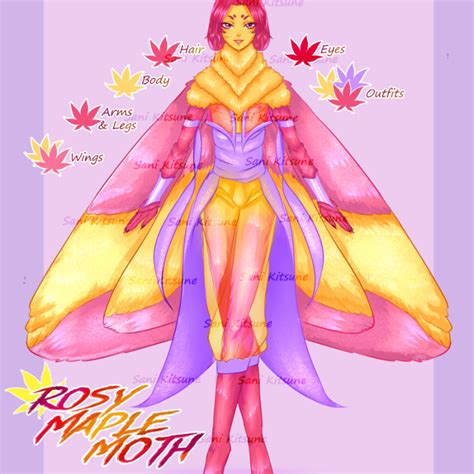 [Adoptable] Rosy Maple Moth - YCH.Commishes