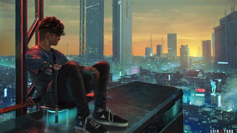 Cyberpunk Skater by Chin Fong [3840x2160] : wallpapers Artwork Fantasy ...