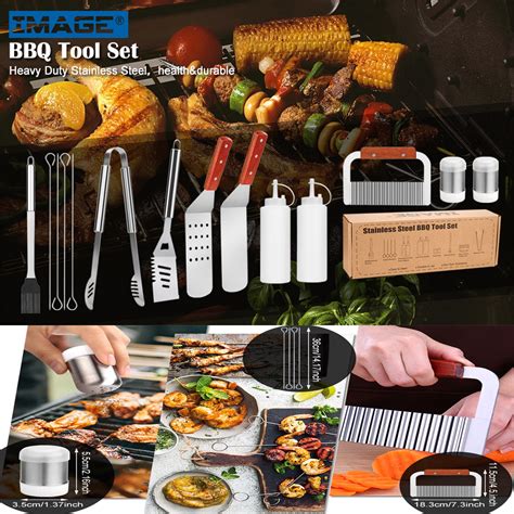 IMAGE 14 Pcs BBQ Grill Tool Set Stainless Steel Grilling Accessories for Cooking Backyard ...