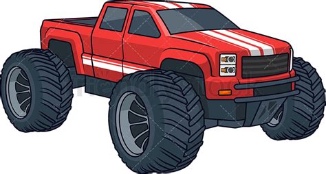 Red Monster Truck Cartoon Clipart Vector - FriendlyStock