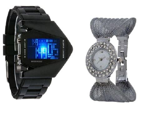 Buy Roket Black LED and Fency Silver Dimond Zulla Watches For Men and Women Online @ ₹499 from ...