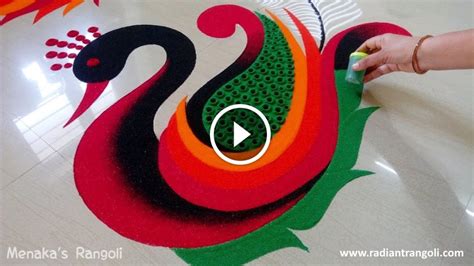 Beautiful Peacock Rangoli Design For Diwali - Radiant Rangoli