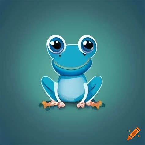 Illustration of a cute blue frog on a solid background on Craiyon
