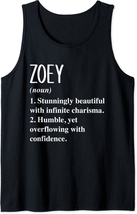 Amazon.com: Zoey First Name Definition Personalized Gift Idea Tank Top : Clothing, Shoes & Jewelry