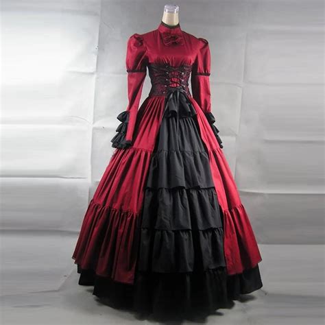 Women victorian Vintage lolita dress Ladies evening party bandage lace Pleated gothic dress ...