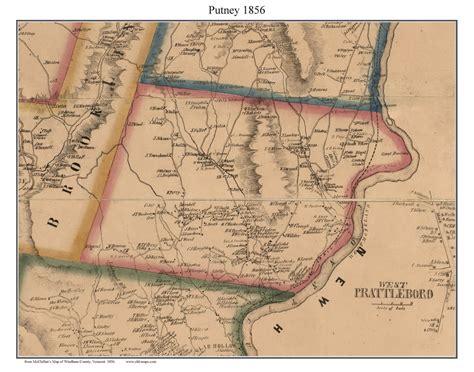 Putney, Vermont 1856 Old Town Map Custom Print - Windham Co. - OLD MAPS