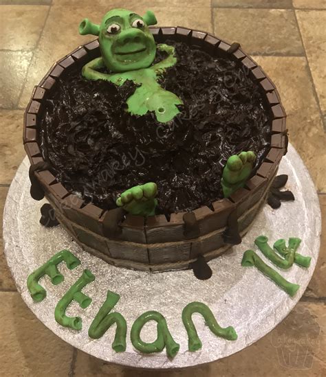 My son's Shrek birthday cake, made using my pinned recipe for Ultimate Chocolate Cake (his ...