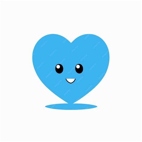Premium Vector | Cute blue heart emoji face icon vector illustration
