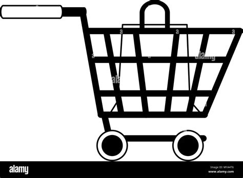 Shopping bag inside cart in black and white Stock Vector Image & Art - Alamy