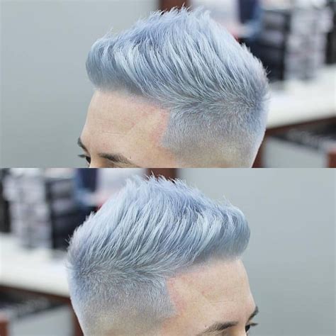 Silver fade men's hair | Men hair color, Grey hair color, Mens hair colour