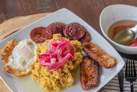 Dominican Mangú Tres Golpes - Belqui's Twist Fried Pork, Fried Cheese ...