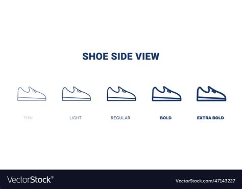 Shoe side view icon thin light regular bold black Vector Image