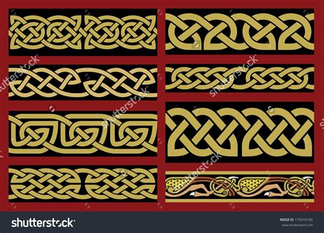 Saxon Borders Set. Celtic Design. Ocher on Black Background Celtic Patterns, Celtic Designs ...