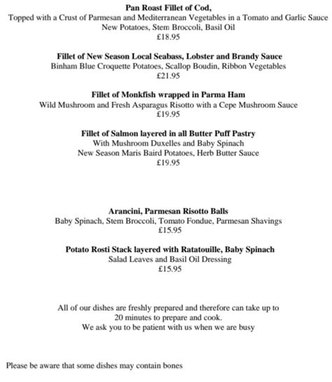 The King’s Head Coltishall Norwich's full menu online