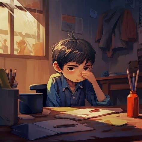 Free AI Image | Digital art of sad student attending school