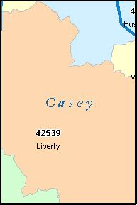 CASEY County, Kentucky Digital ZIP Code Map