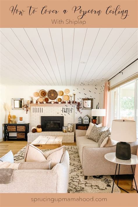 How to Cover a Popcorn Ceiling with Shiplap - Sprucing Up Mamahood