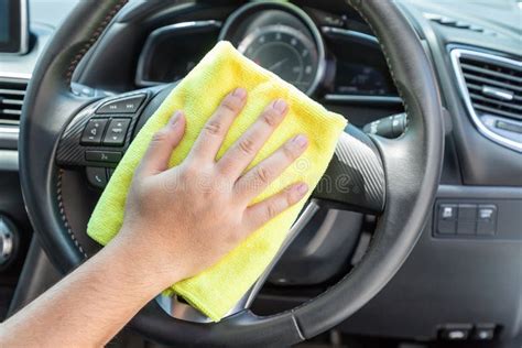 Auto Service Worker Cleaning Inside Car with Micro Fiber Cloth Stock Photo - Image of closeup ...