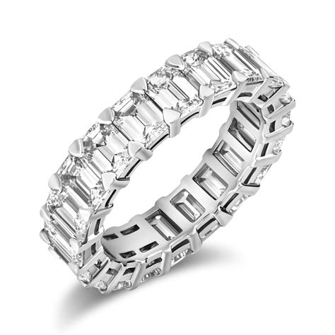 Platinum Emerald Cut Full Eternity Ring - 6.21 Carats - Claw set ...