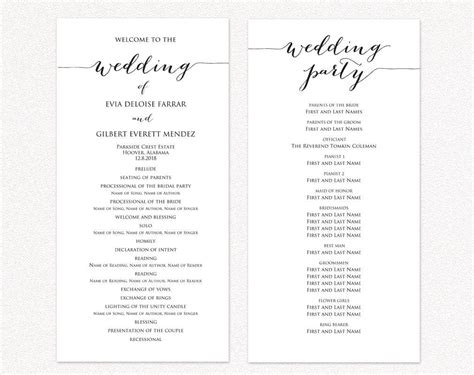 Wedding Program TWO Templates Ceremony Program Template DIY - Etsy