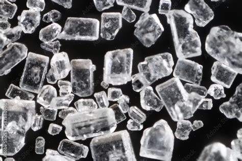 sugar crystals black background microscope Stock Photo | Adobe Stock