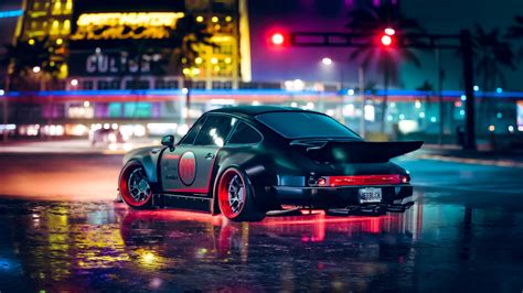 car, sportscar, neon, backlight, road, 4k HD Wallpaper