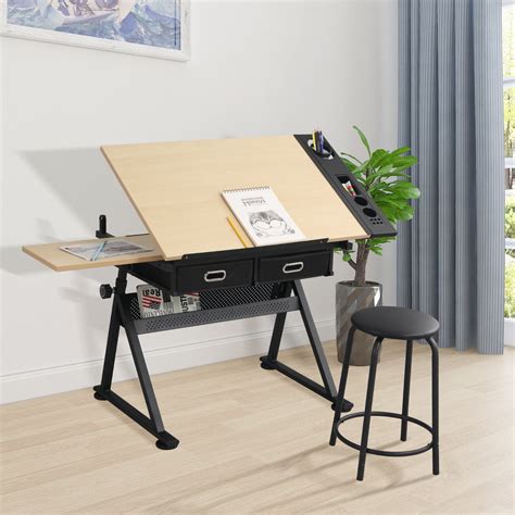 KAAYEE Height Adjustable Drafting Table Drawing Table Tilted Tabletop ...