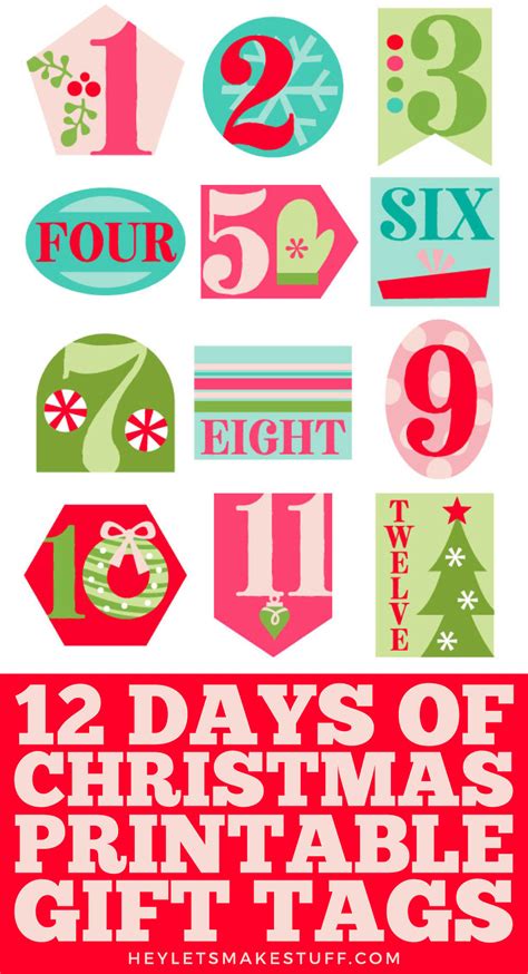 Printable 12 Days of Christmas Gift Tags - Hey, Let's Make Stuff