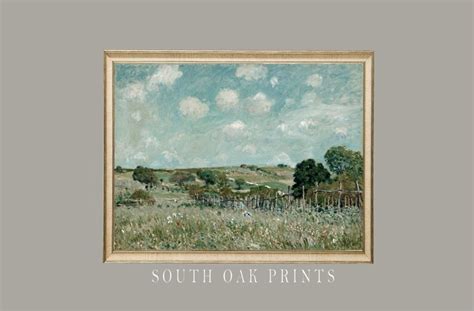 Spring Summer Meadow Painting Vintage Landscape Print Country Field PRINTABLE FILE DOWNLOAD Home ...