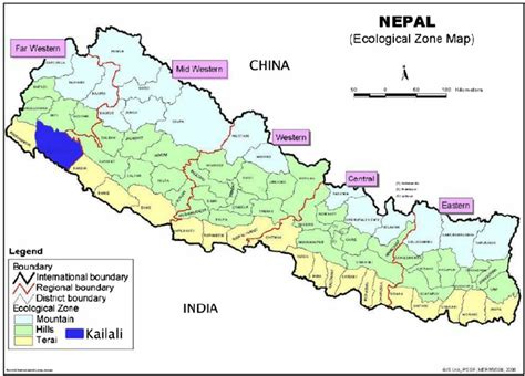 Location of Kailali and ecological zones of Nepal. Source: . | Download ...