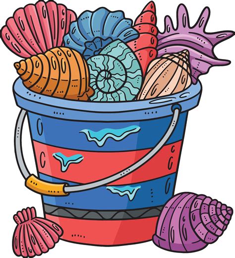 Bucket of Sea Shells Cartoon Colored Clipart 27584214 Vector Art at Vecteezy