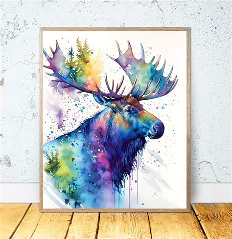 Watercolor Moose PRINTABLE ART Moose Print Download Moose Poster Gift ...