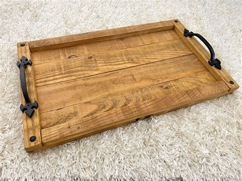 Large Handmade Wooden Serving Tray Rustic Farmhouse Vintage - Etsy UK ...