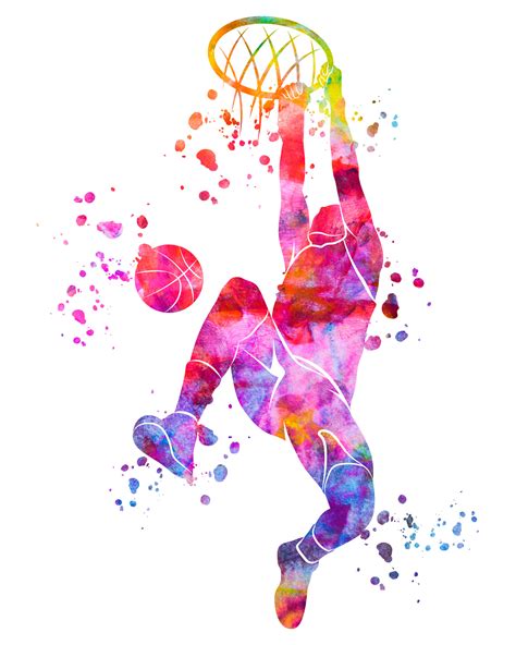 Abstract Basketball Watercolor Print Jumpman Basketball Sport Wall Art ...