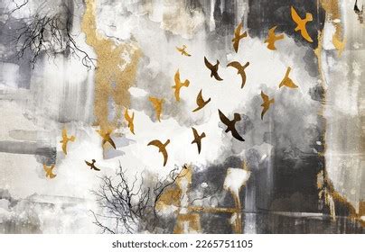 Golden Abstract Art Painting Contemporary Wall Stock Illustration 2265751105 | Shutterstock