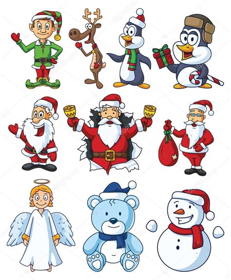 Christmas Cartoon Characters Set — Stock Vector © pixaroma #68000811