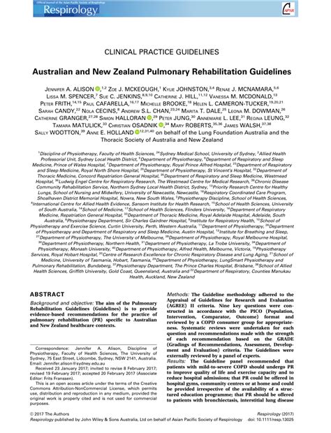 (PDF) Australian and New Zealand Pulmonary Rehabilitation Guidelines: Pulmonary rehabilitation ...