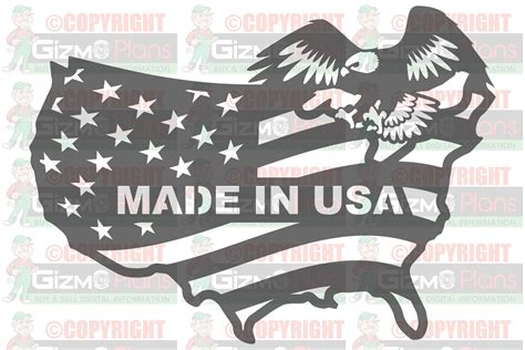 Made In USA Flag with Eagle DXF File